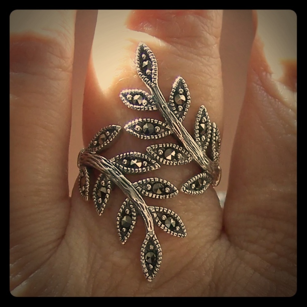 Sterling Silver Spiral Leaf Ring
